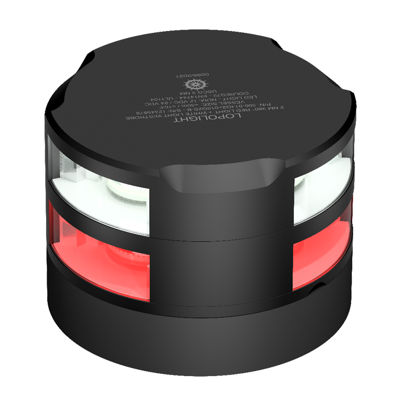 2nm 360° Red + 2nm 360° White w/strobe, black